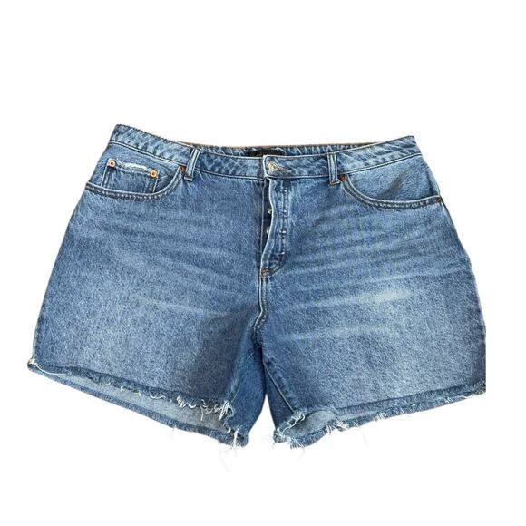 House of Harlow 1960 Jean Mom Shorts Women 31 High Rise Denim Button Fly Cut Off - Picture 1 of 8